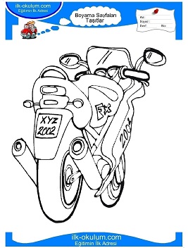 Çocuklar İçin Motor Boyama Sayfaları 
